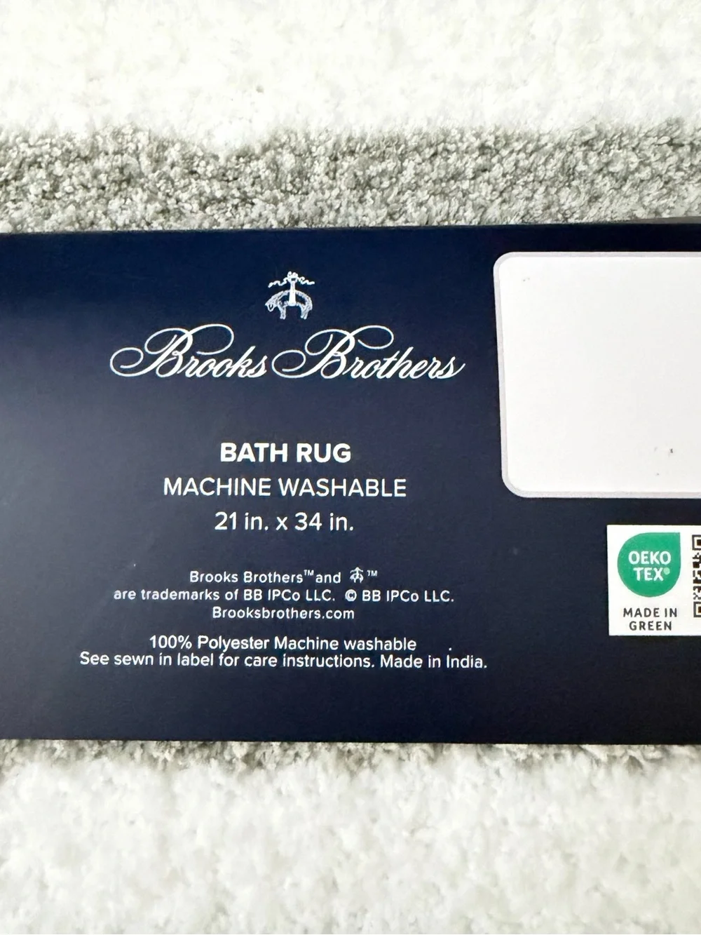 Brooks Brothers Gray and White Striped Bath Mat